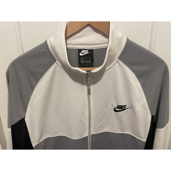 Nike Dri-FIT Full Zip Track Jacket Mens Size L White Gray Black Athletic Warm Up - Picture 2 of 4